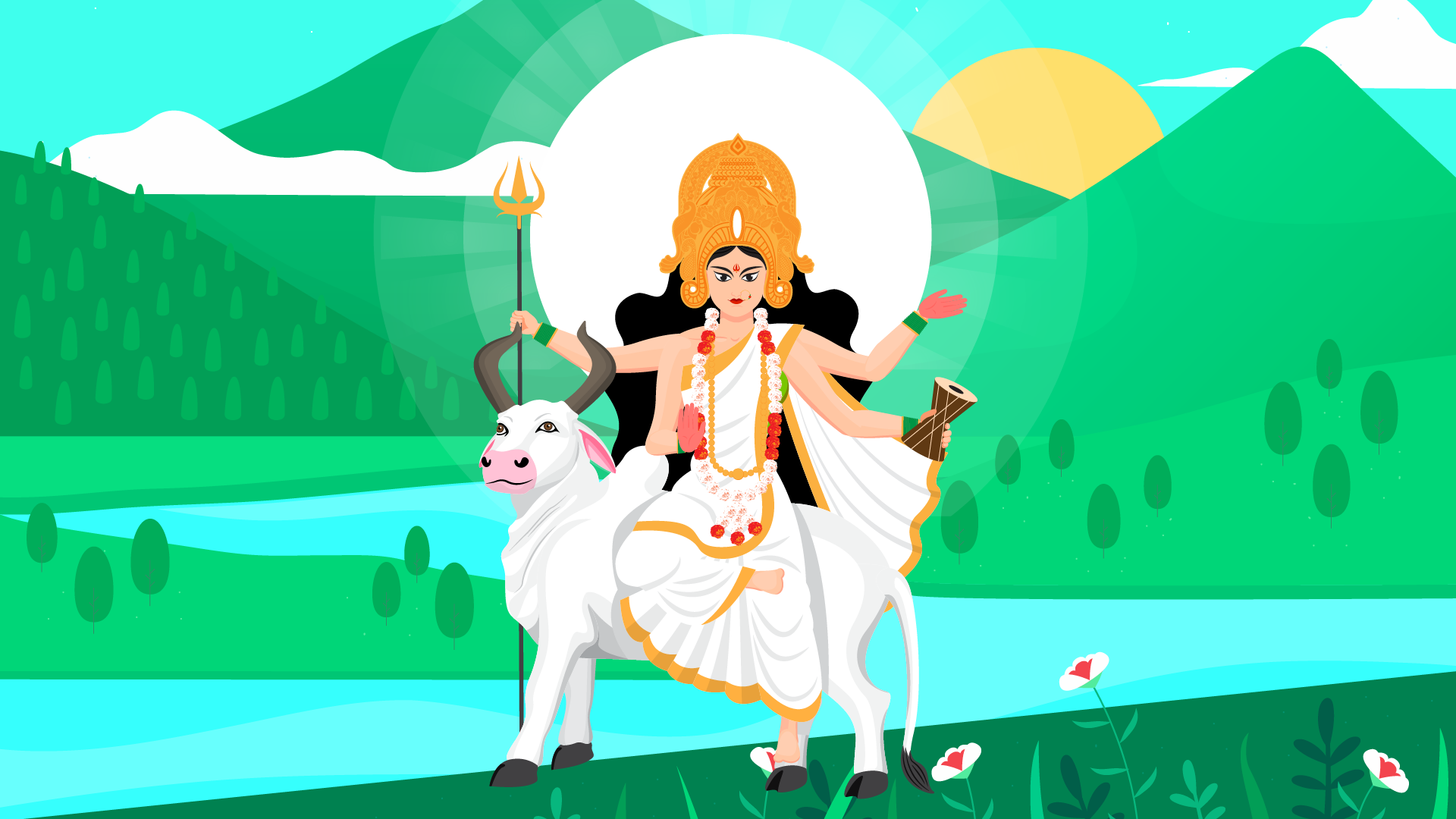 The Story of Goddess Mahagauri and the Cosmic Battle